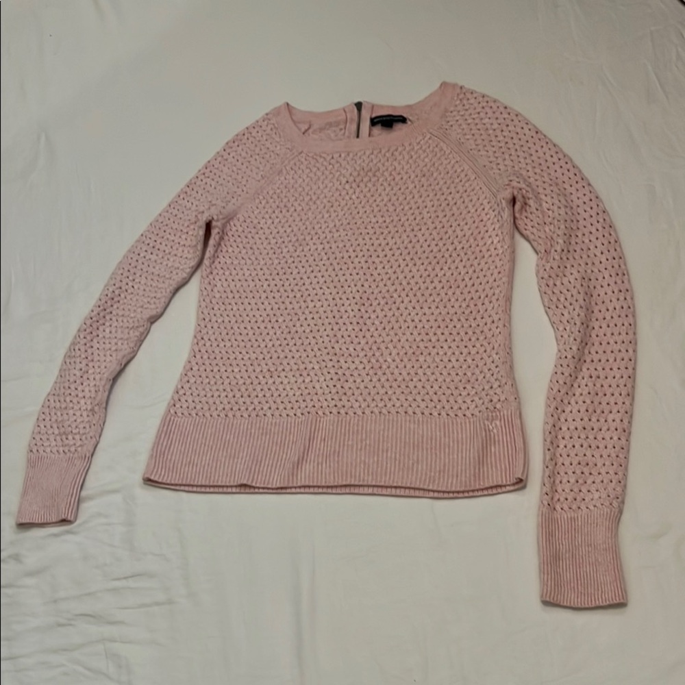 American Eagle Outfitters Soft Pink Textured Crew Neck Sweater Size Small Petite